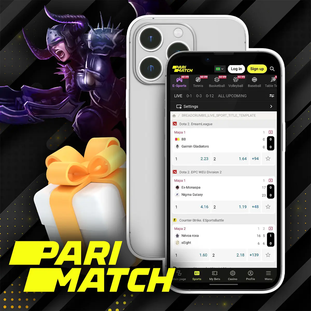 Aposta grátis para eSports no aplicativo Parimatch no Brasil