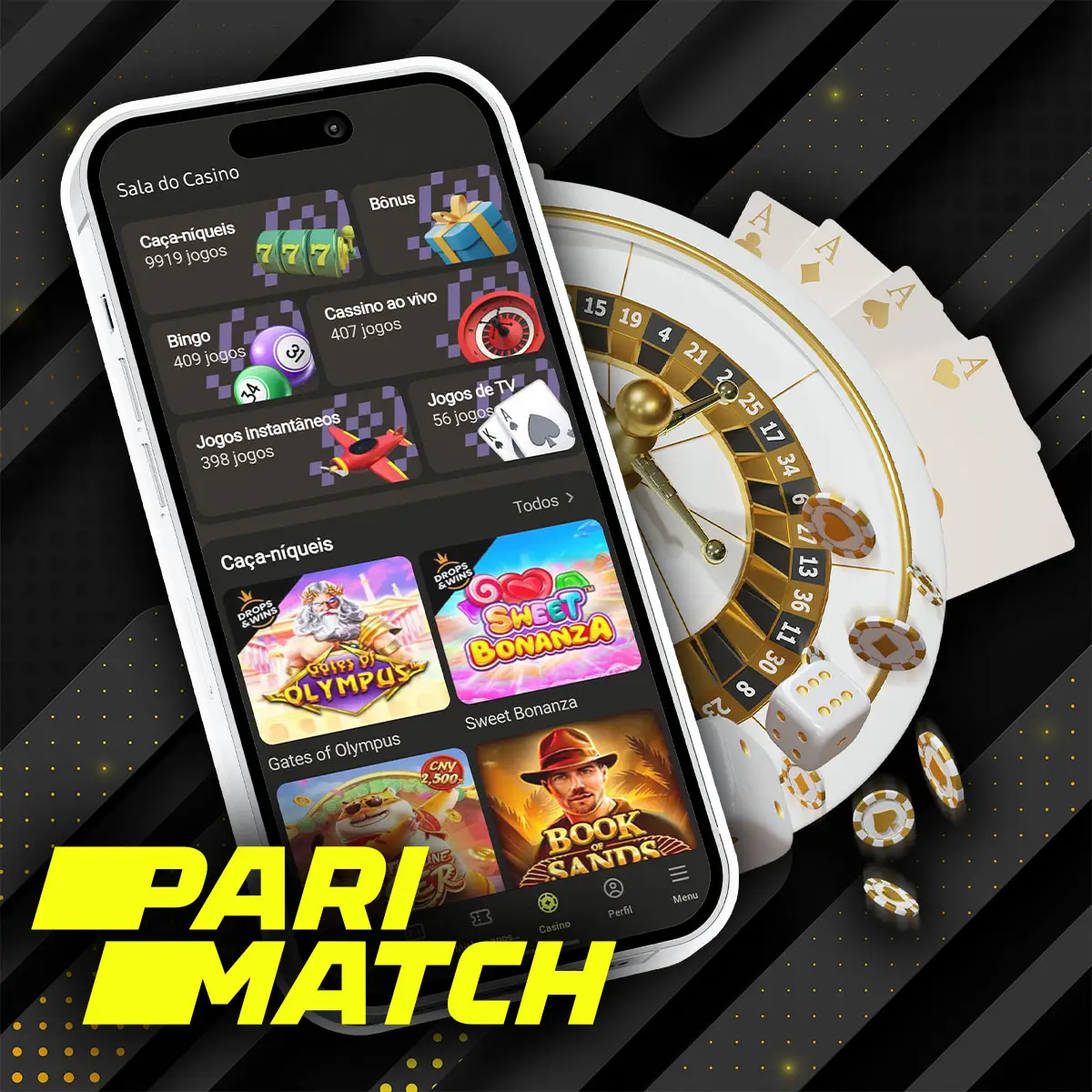 Enorme seleção de jogos no aplicativo de cassino da Parimatch Brasil