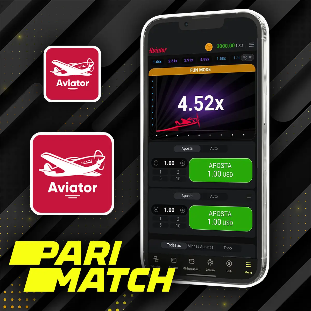 O popular jogo Aviator no aplicativo de cassino da Parimatch Brasil