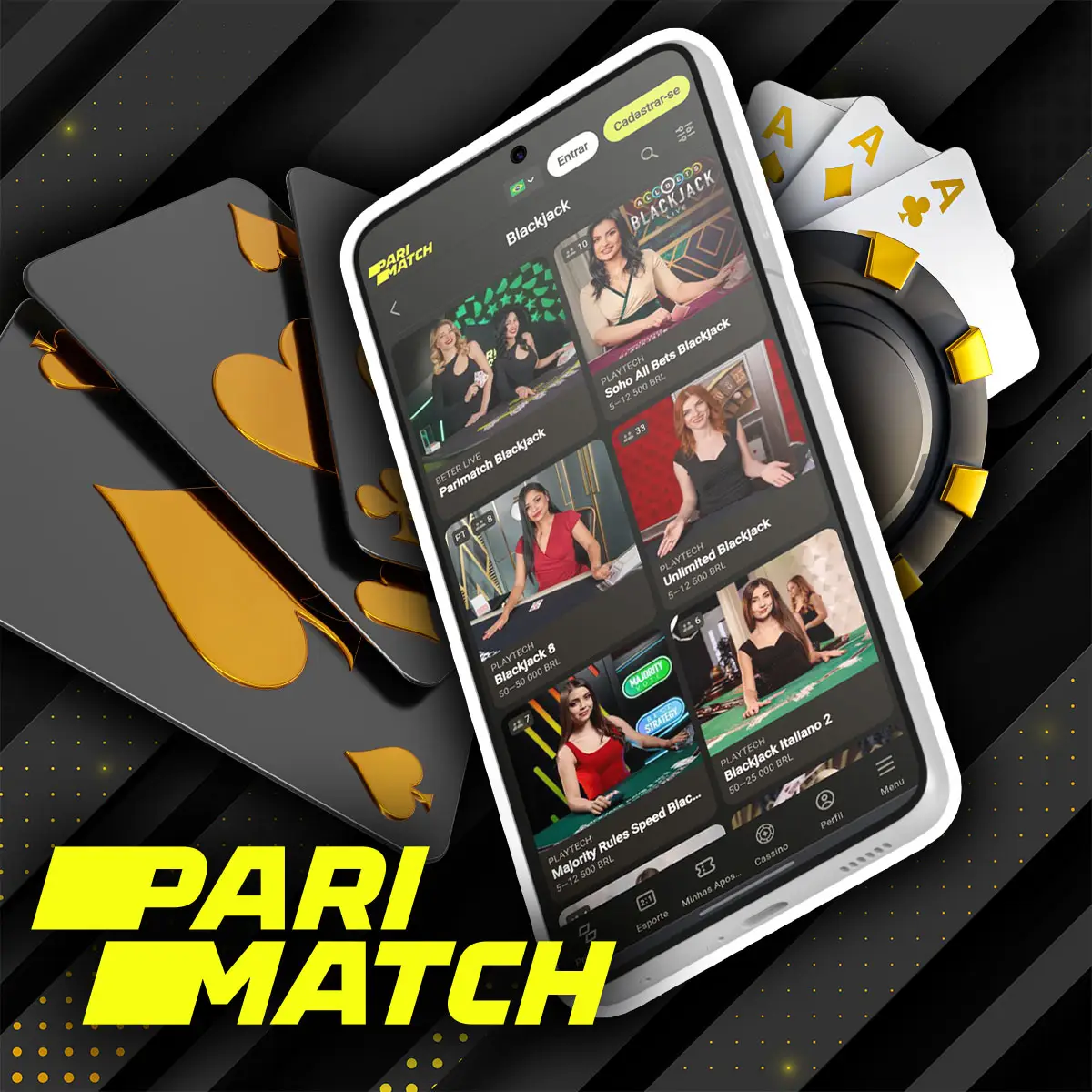 O popular jogo de cartas Black Jack no aplicativo da Parimatch no Brasil