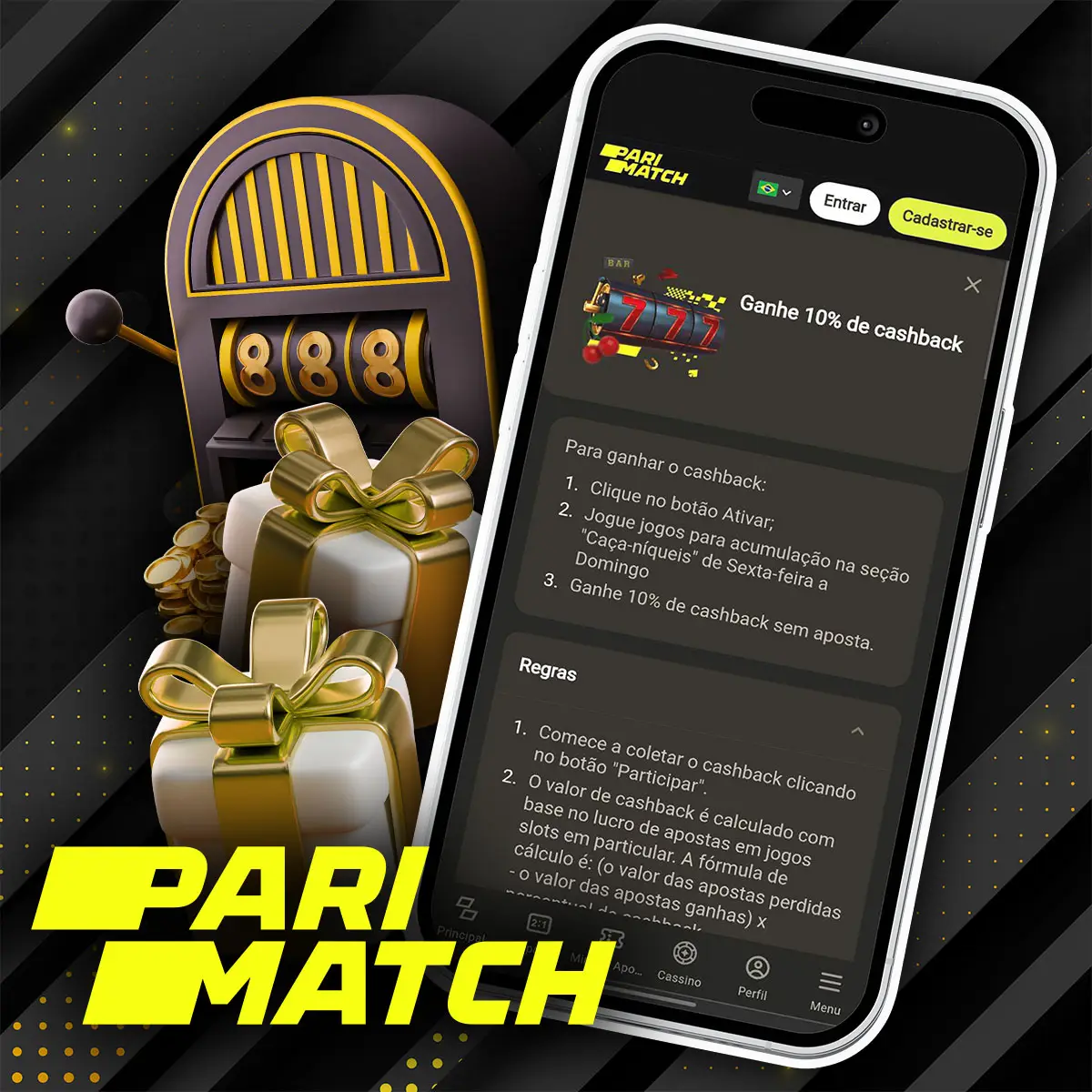 Bônus extra de cassino no aplicativo Parimatch no Brasil