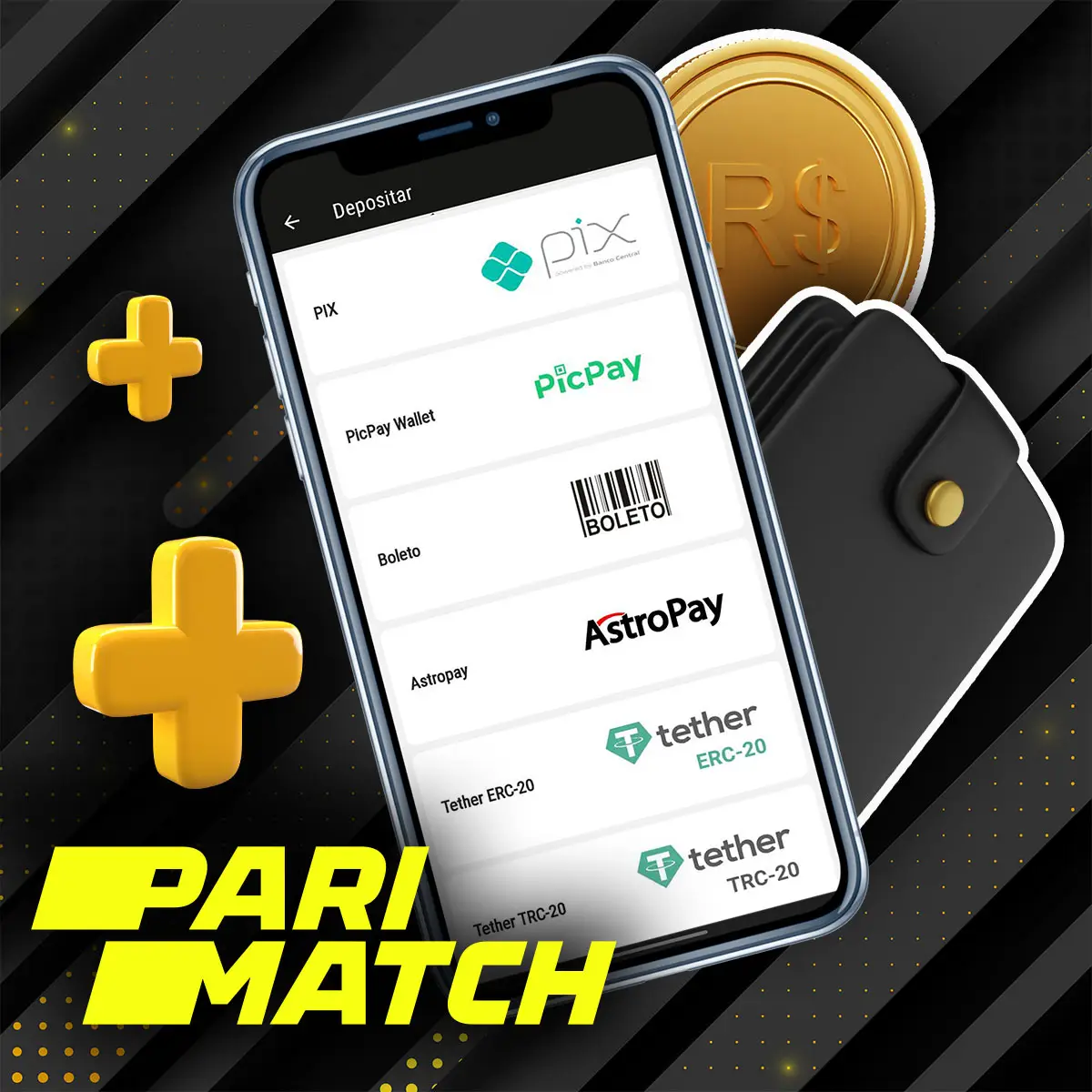 Métodos de pagamento no aplicativo Parimatch no Brasil