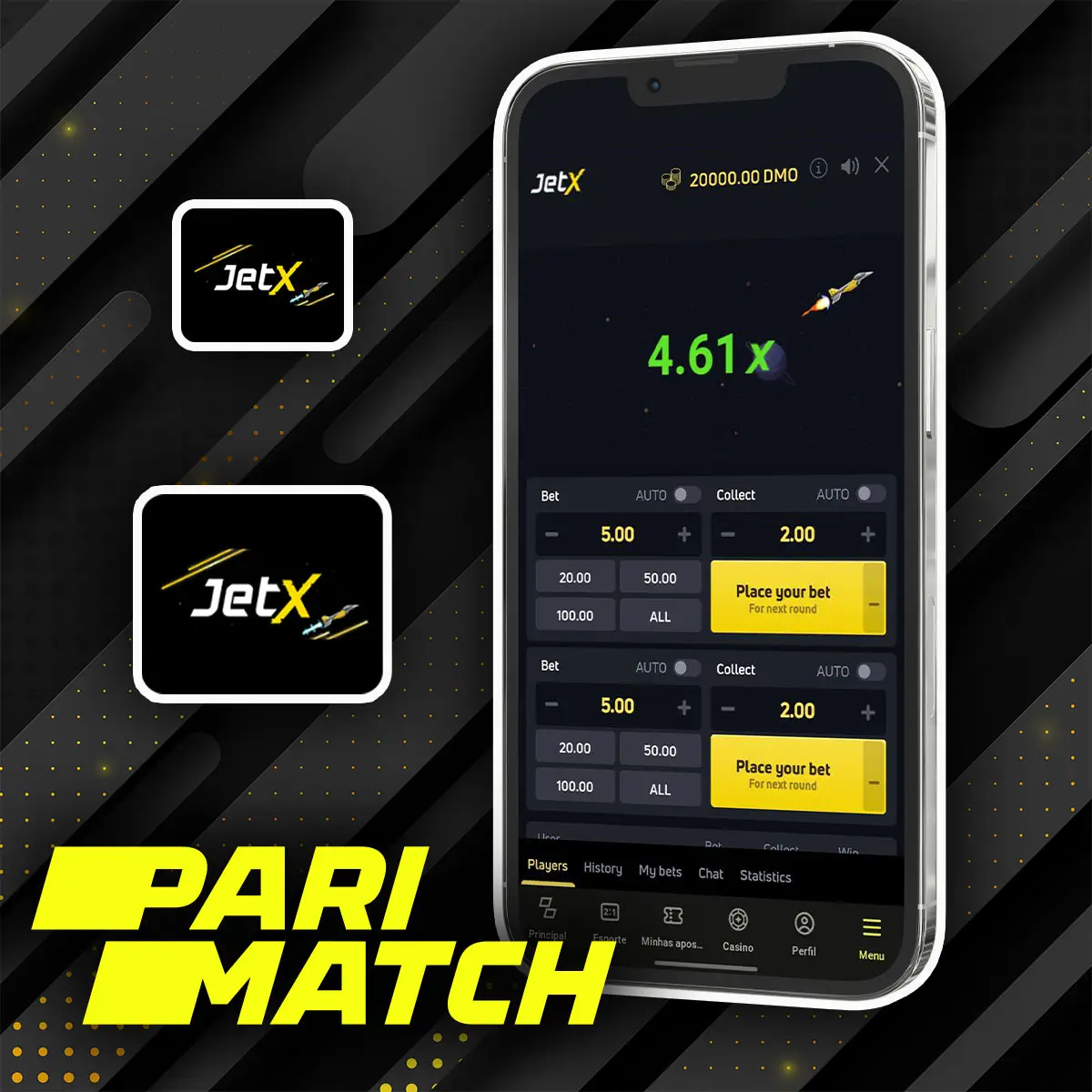 O popular jogo JetХ no aplicativo de cassino da Parimatch Brasil