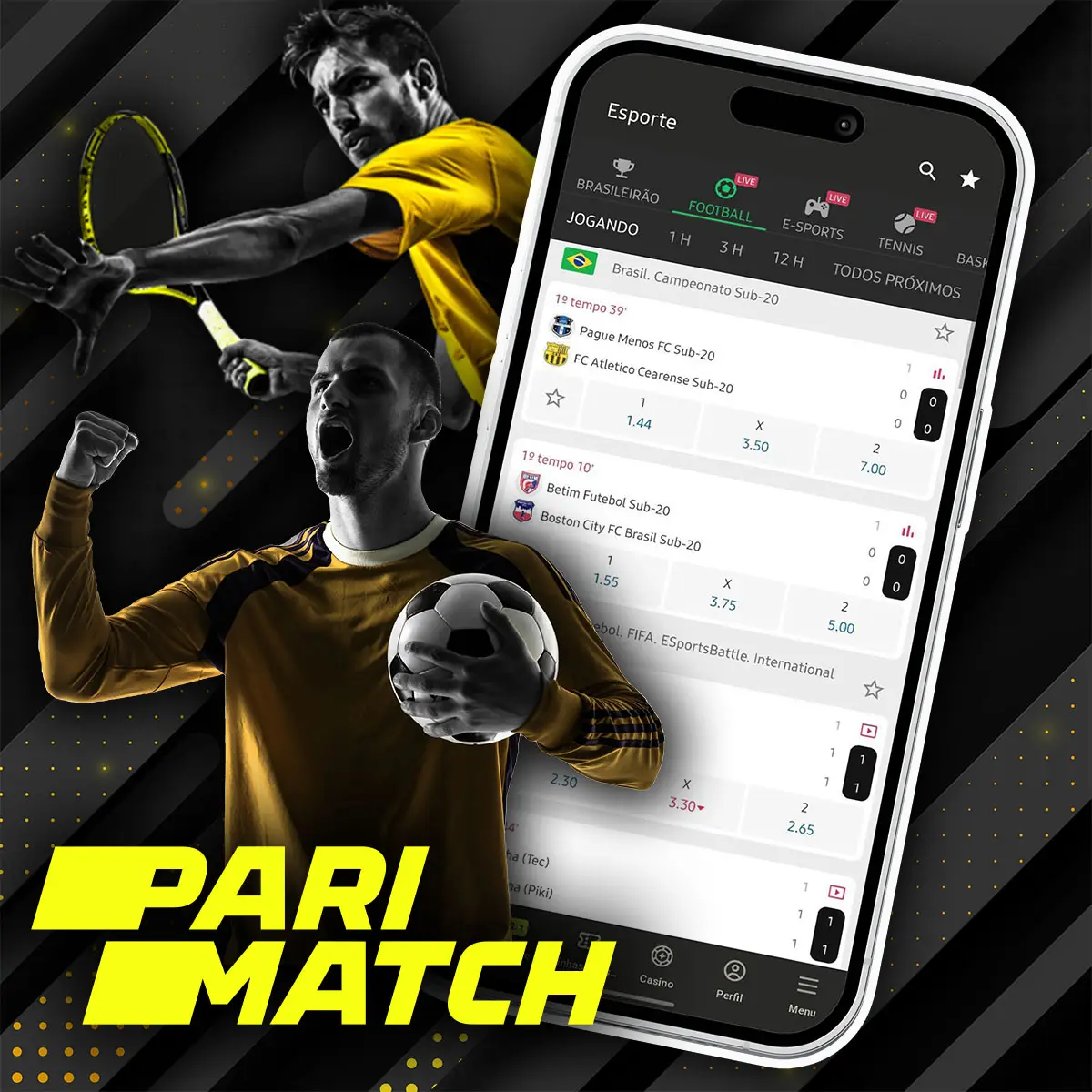 Mercado de apostas no aplicativo da Parimatch Brasil