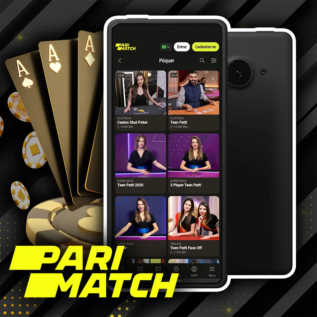 O popular jogo de cartas Poquer no aplicativo da Parimatch no Brasil