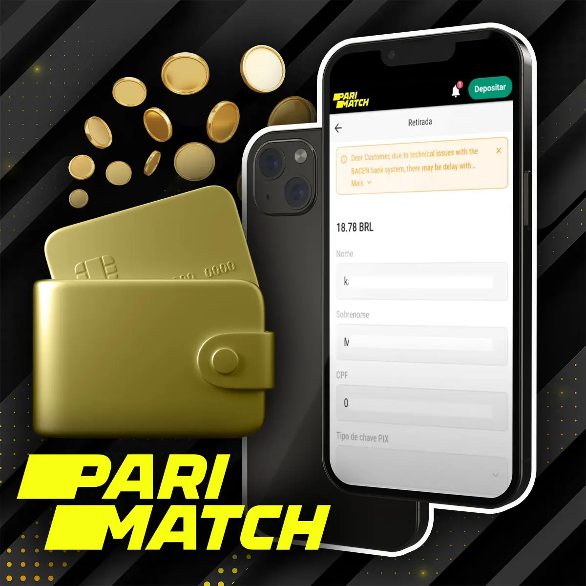 Saques pelo aplicativo Parimatch no Brasil